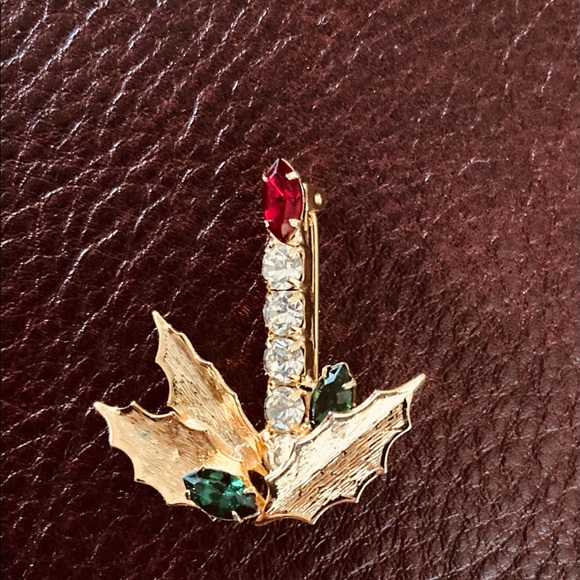 Holiday candlestick brooch pin - Picture 9 of 9